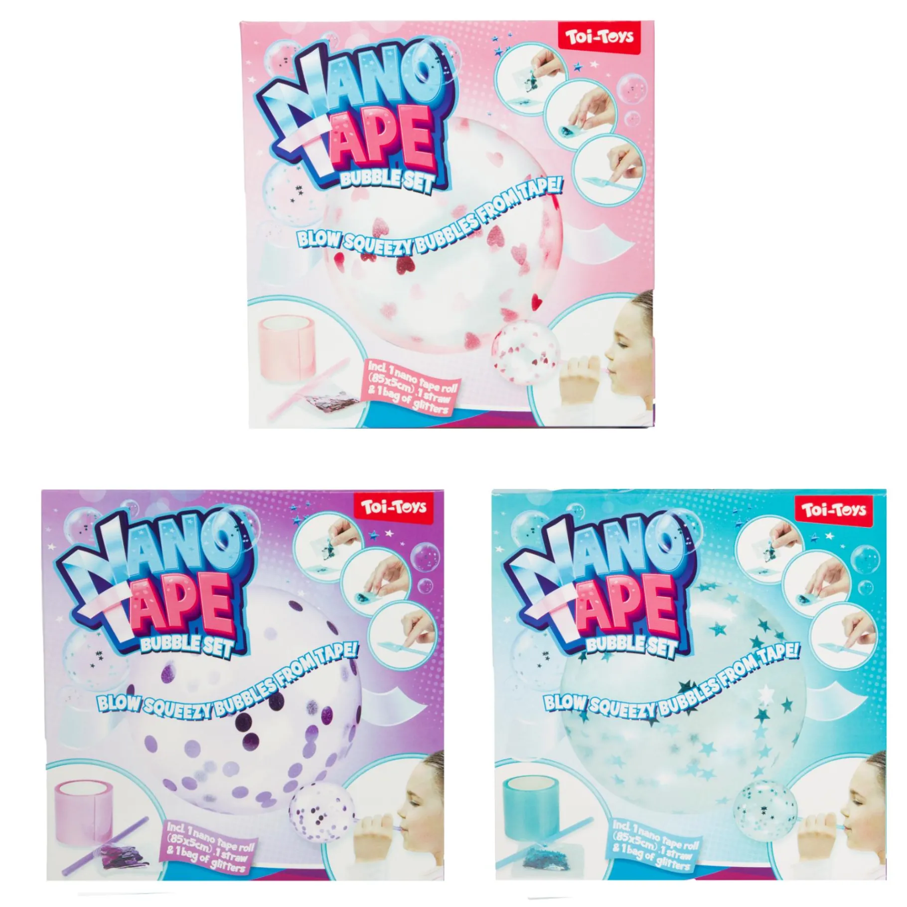 Knutselsets> Fun nano tape met glitters 3 assorti