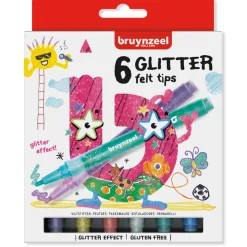 Tekenen / Kleuren>Bruynzeel Glitter Viltstiften 6 Stuks