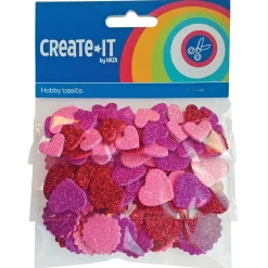 Knutselsets> Hobbyset Create-it Foam Hartjes Glitter