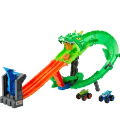 Racebanen|Jongens> Hot Wheels monster track sharks vs dino  dragon trackset