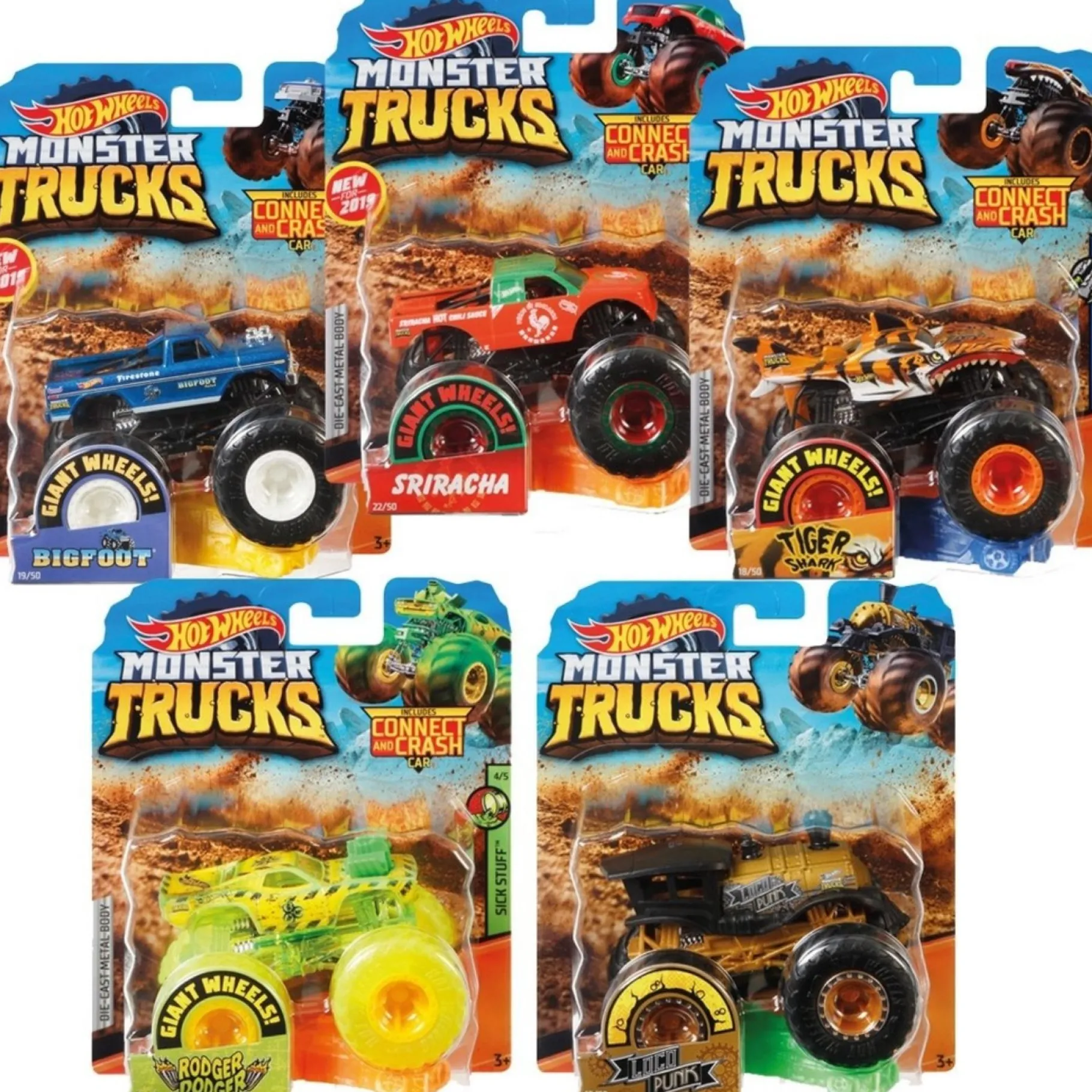 Jongens|Auto's>Mattel Hot Wheels Monster Trucks 1:64 Assorti
