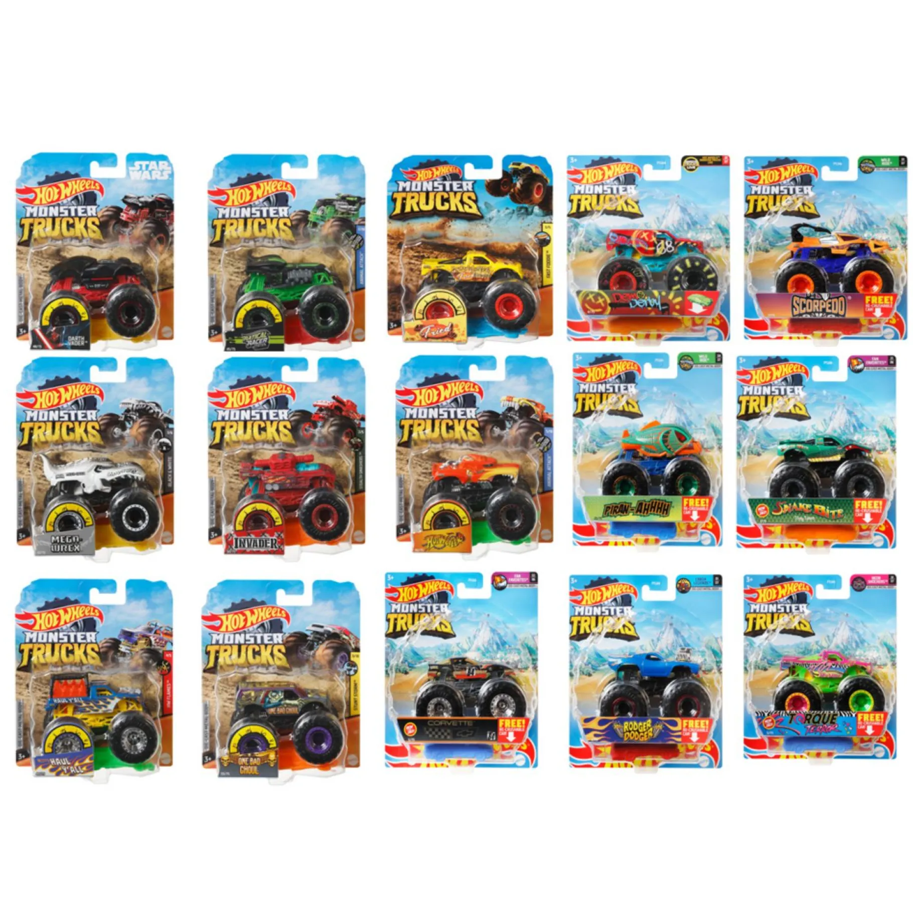 Jongens|Auto's>Mattel Hot Wheels Monster Trucks 1:64 Assorti