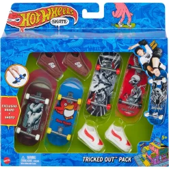 Stuntsets|Jongens> Hot Wheels Skate Fingerboard + Schoen 4-Pack Assorti