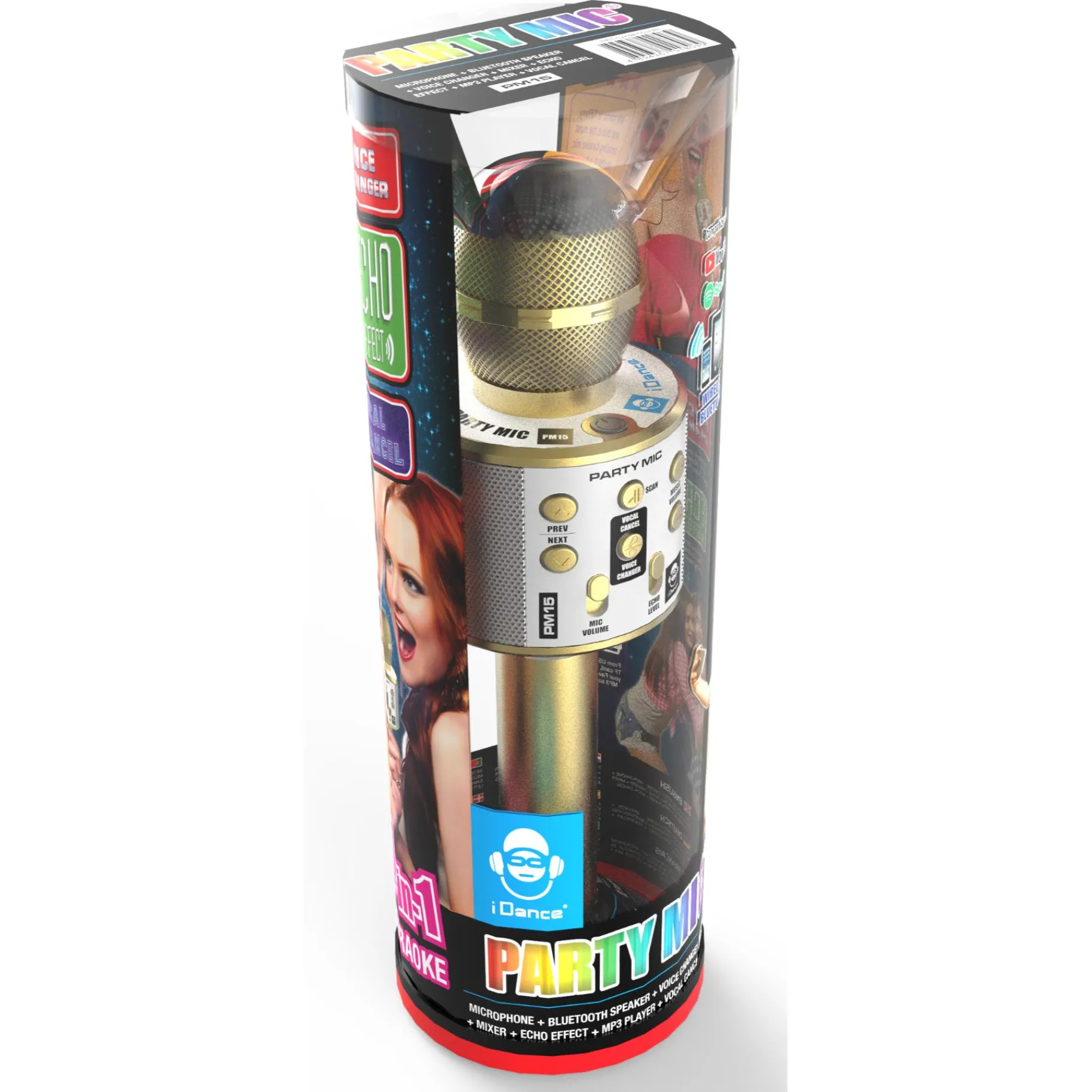 Disco>Idance bluetooth party microfoon goud