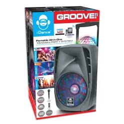 Disco> Idance boombox met licht en wielen en Micro