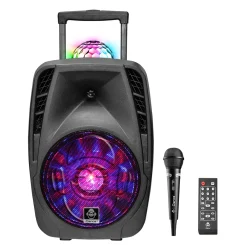 Disco> Idance boombox met licht en wielen en Micro
