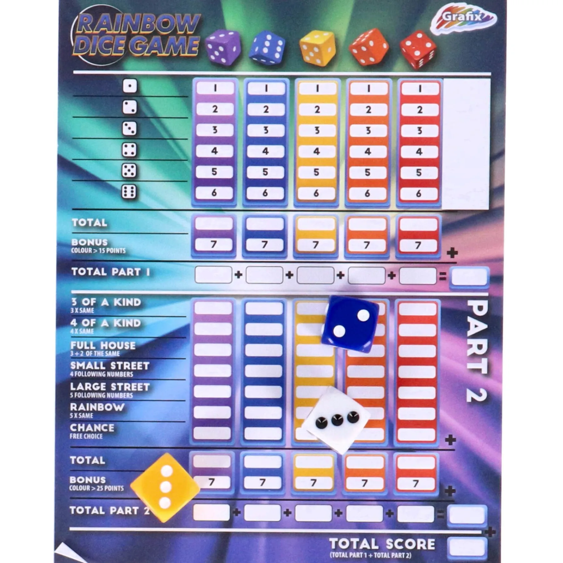 Dobbelspellen>Grafix 2-in-1: Regenboog & Speel & Herhaal - Dobbelspel