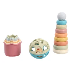 Badspeelgoed>Jipy bioplastic Deluxe Giftset stapeltoren bad  stapelbekertjes en speel ratelbal 3 delig