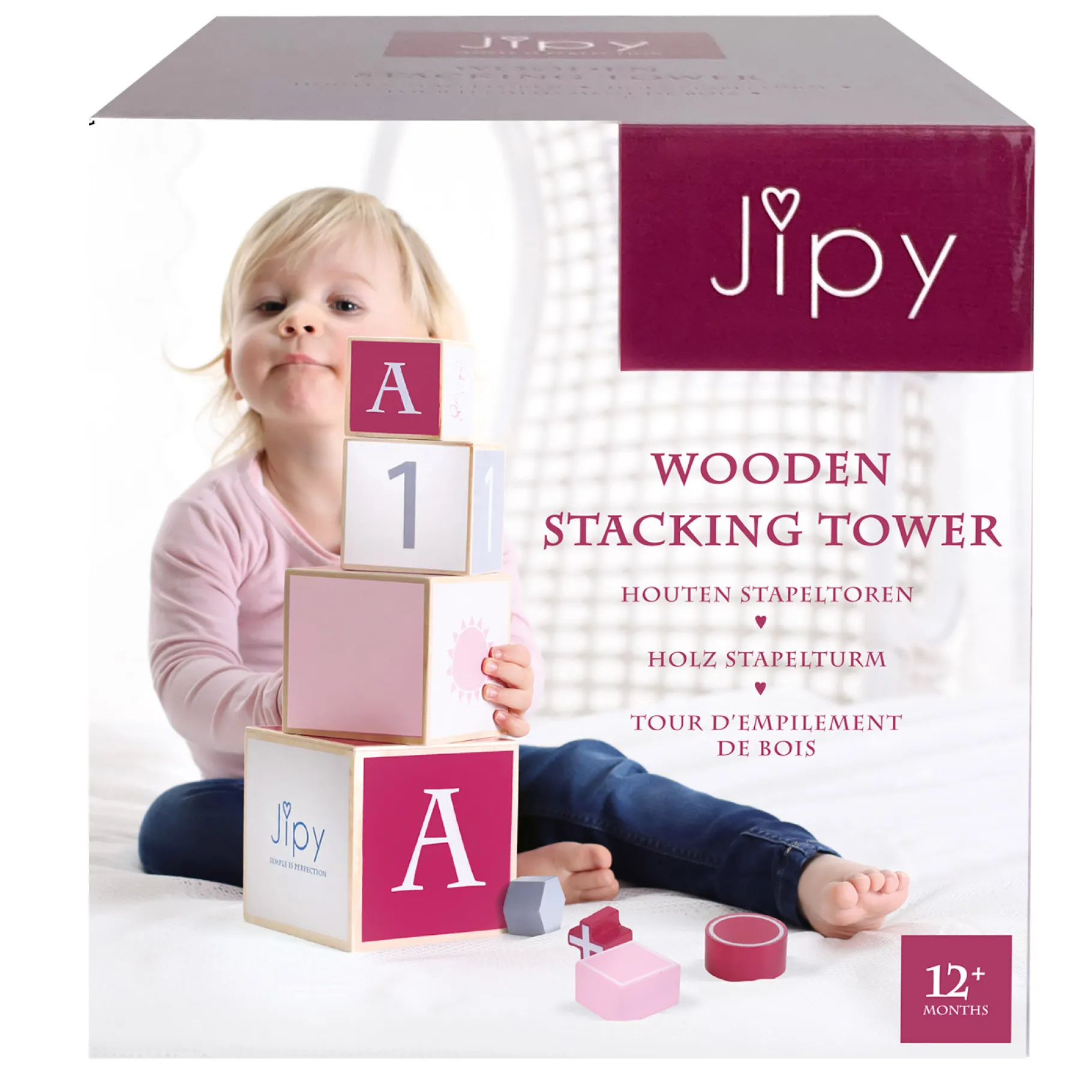 Stapeltorens>Jipy Stapeltoren Hout Roze