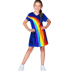 Meisjes|Verkleden>Studio 100 K3 Verkleedkleding Jurk Regenboog Blauw 6-8 Jaar