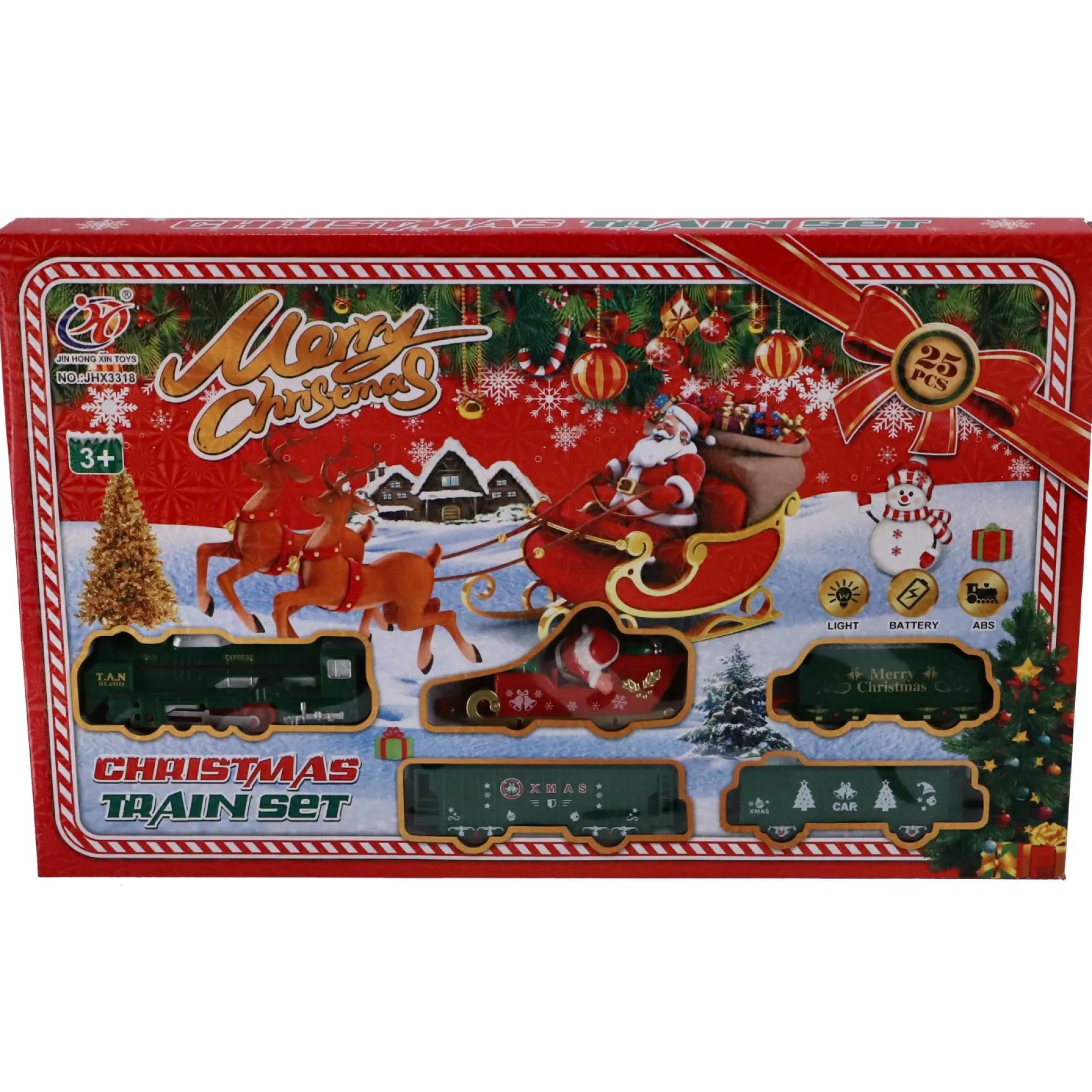 Voertuigen> Kersttrein met licht en geluid 25 delig