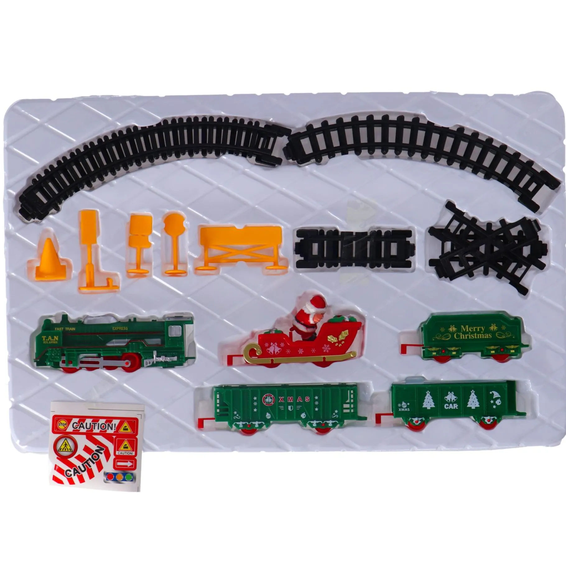 Voertuigen> Kersttrein met licht en geluid 25 delig