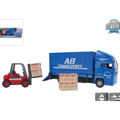 Auto's|Jongens> Kids Globe Man Vrachtwagen 17cm met vorkheftruck  10 cm