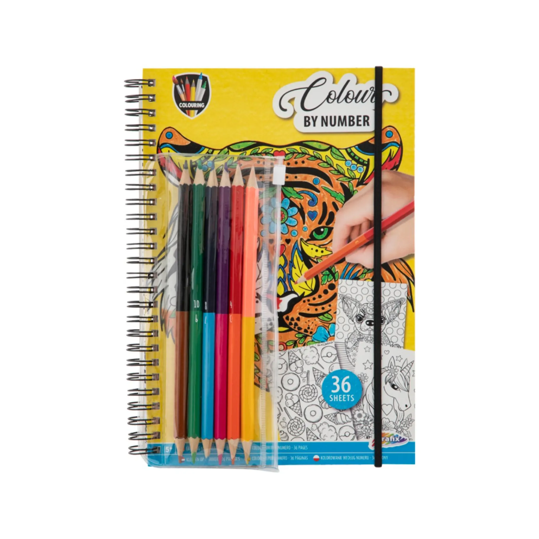 Kleurboeken>Grafix Kleurboek Kleuren Op Nummer Met 6 Potloden