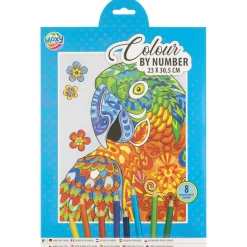 Tekenen / Kleuren> Kleuren op nummer 23x30,5cm 8 potloden 3 assorti