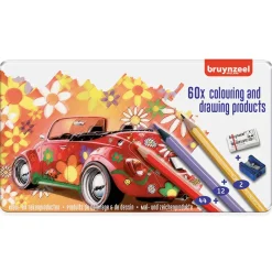 Tekenen / Kleuren>Bruynzeel Kleurpotloden In Blik Kever 60 Stuks
