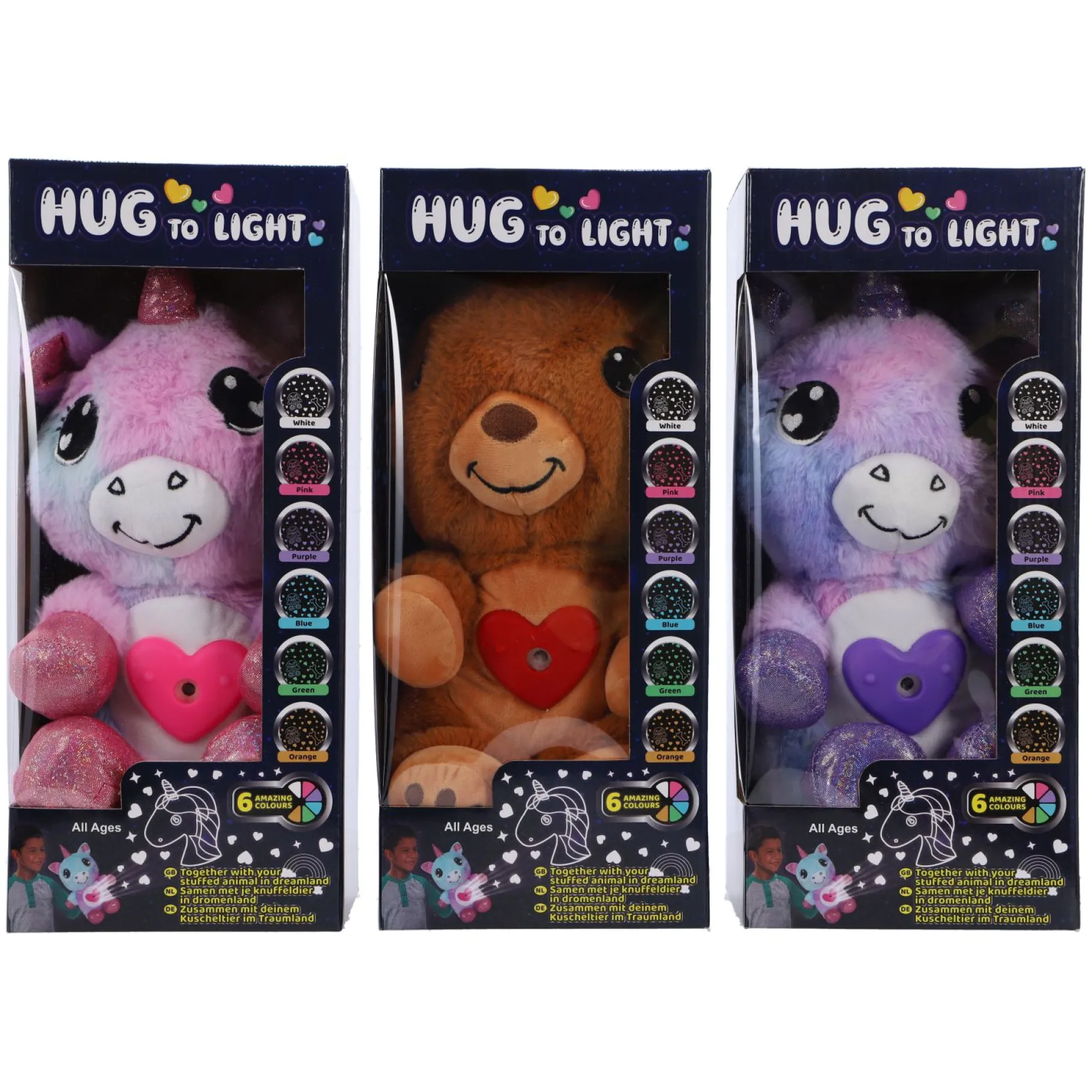 Plucheknuffels> Knuffel Pluche Dier Met Projector 3 Assorti