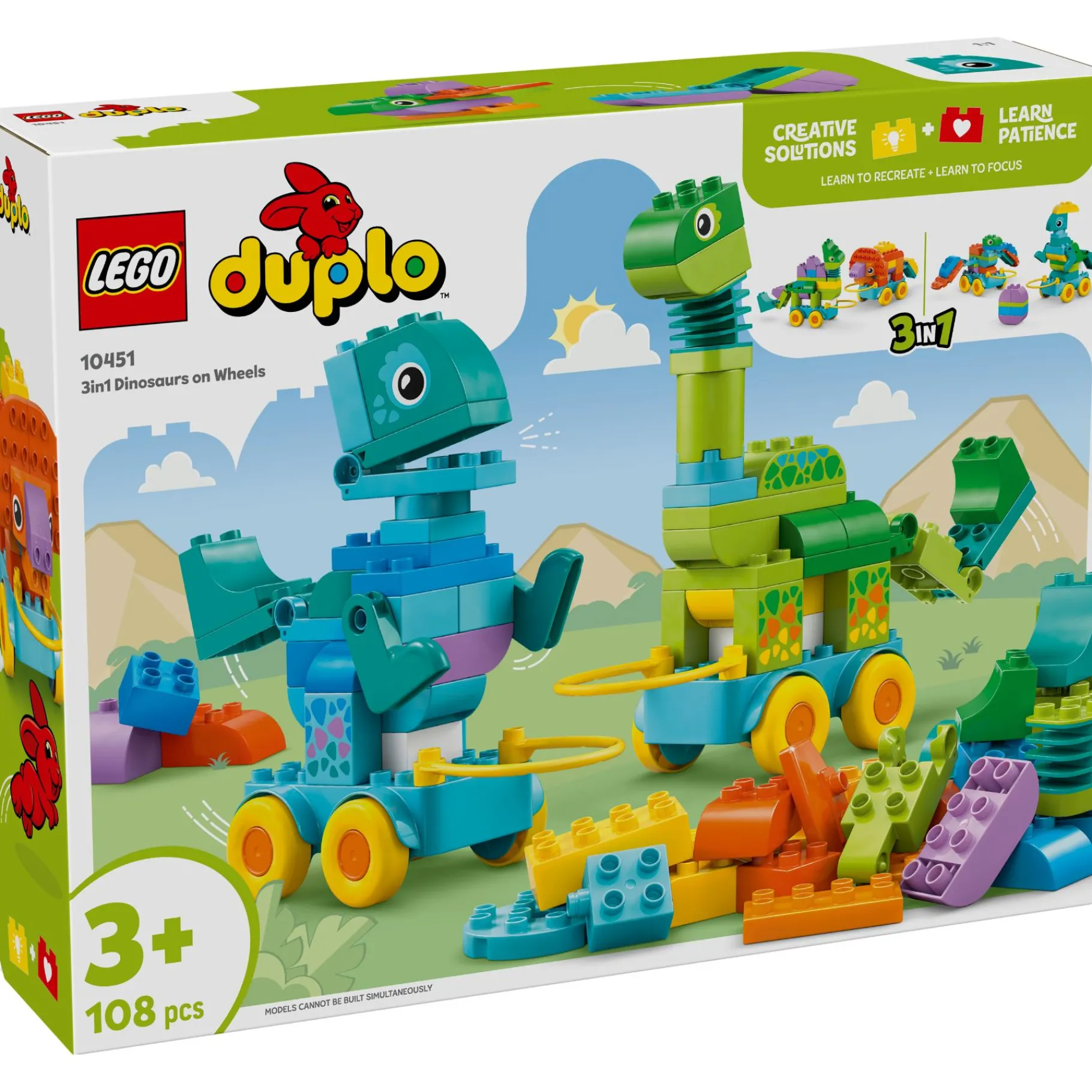 Bouwstenen|Jongens>LEGO 10451 DUPLO Town 3-in-1 dinosaurussen op wielen