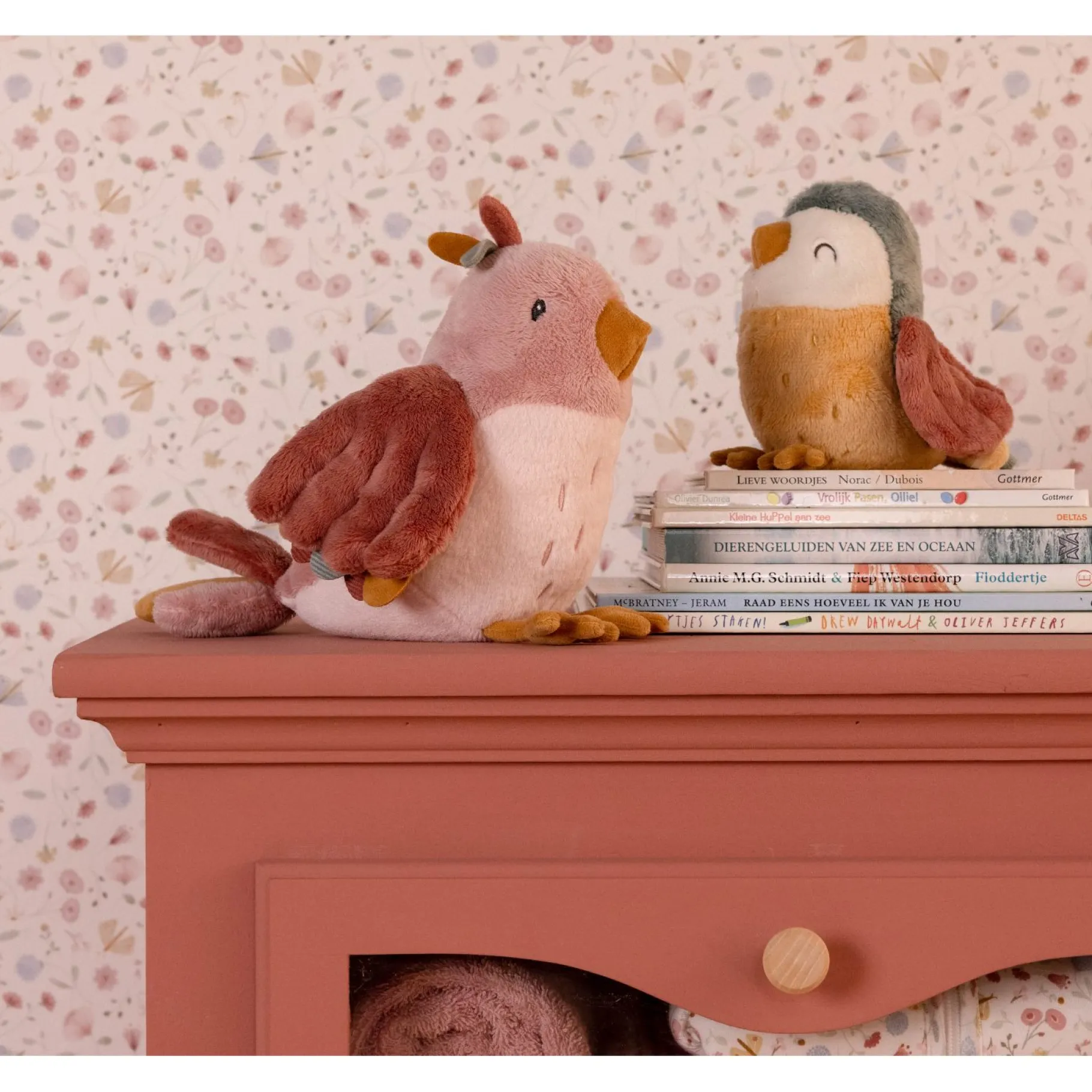 Plucheknuffels>Tiamo Little Dutch Knuffelvogel 20cm Flowers & Butterfli