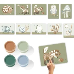 Verven / Schilderen> Little Dutch vingerverf set Forest Friends groen 14 delig