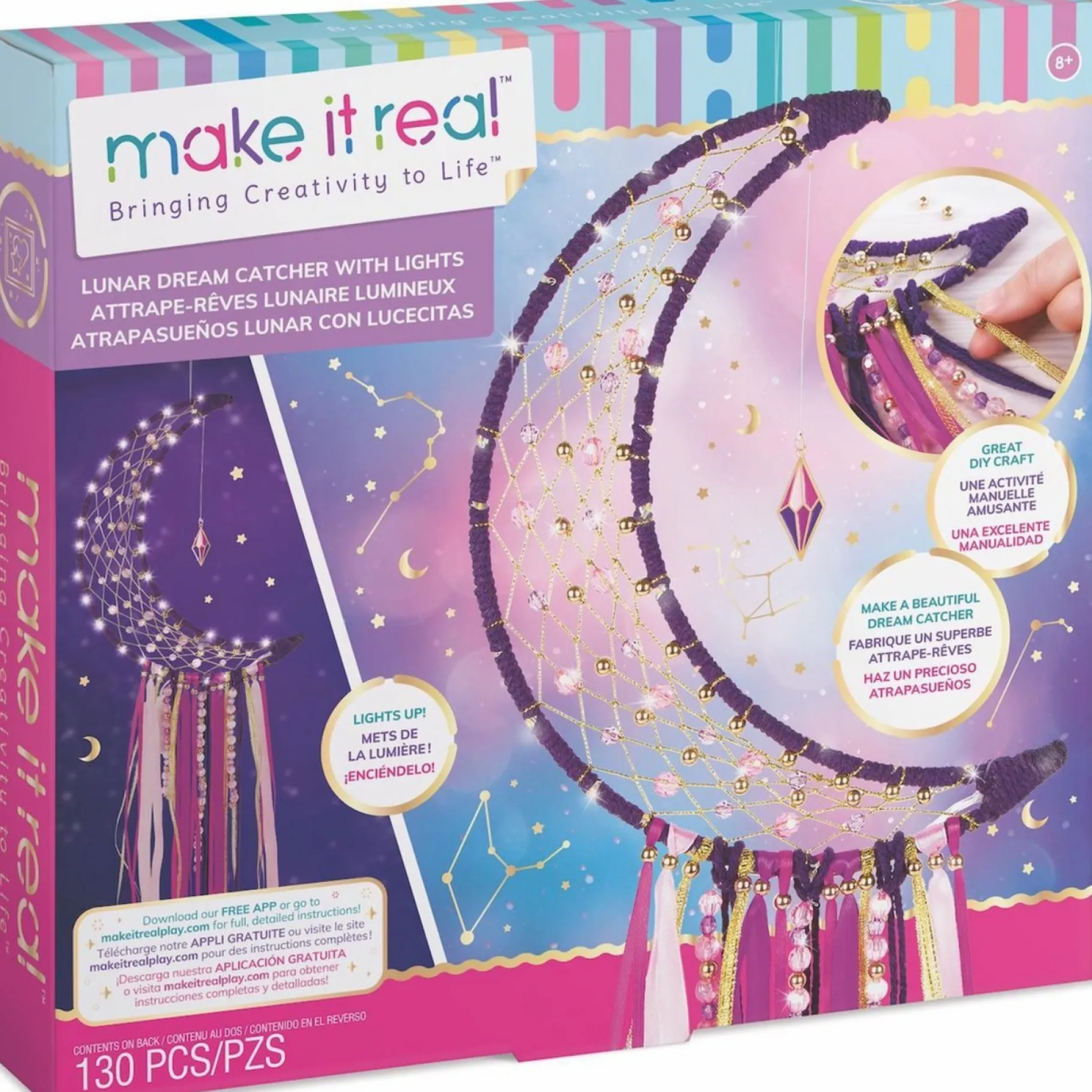 Knutselsets> Make it real maanvormige dromenvanger met lichtjes maken