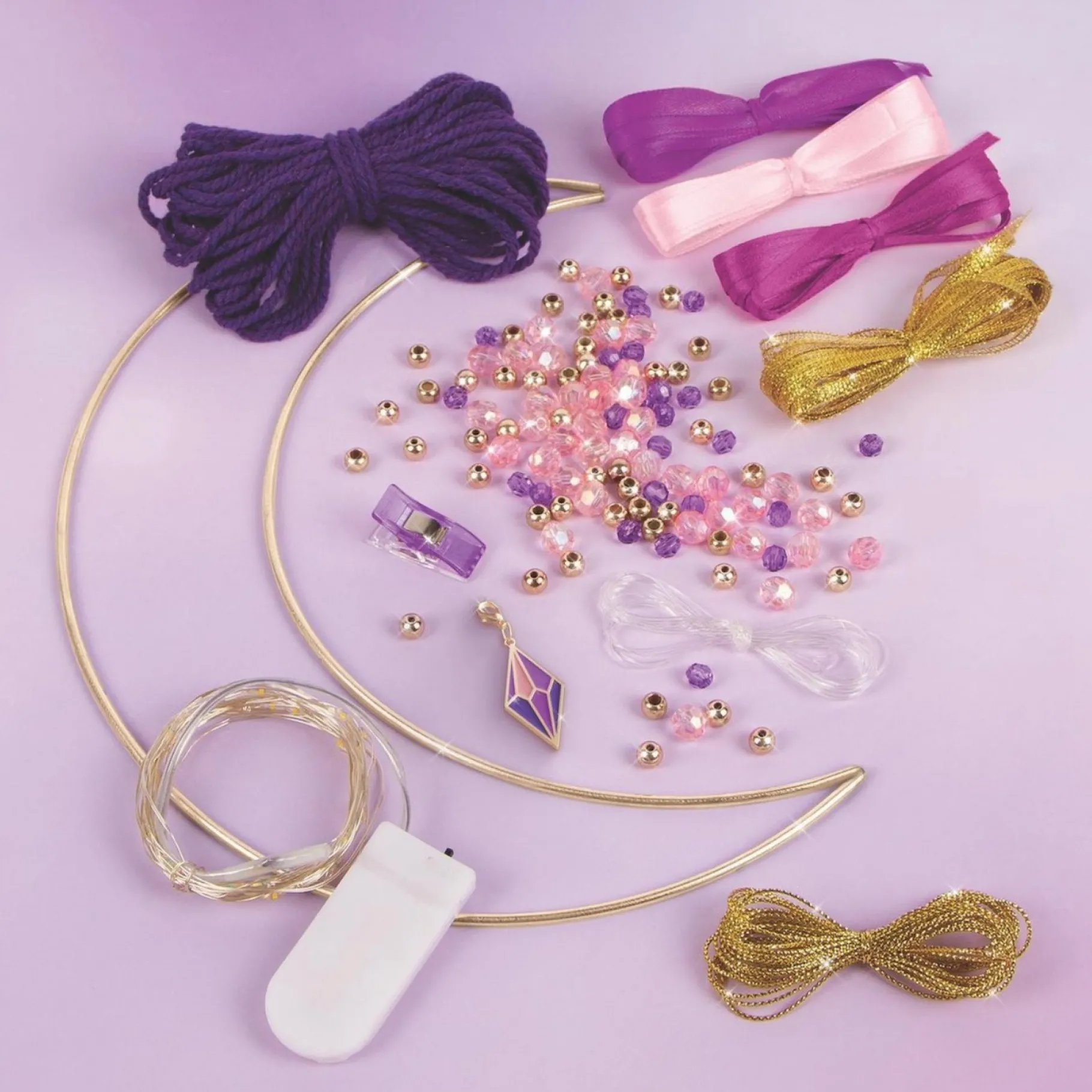 Knutselsets> Make it real maanvormige dromenvanger met lichtjes maken