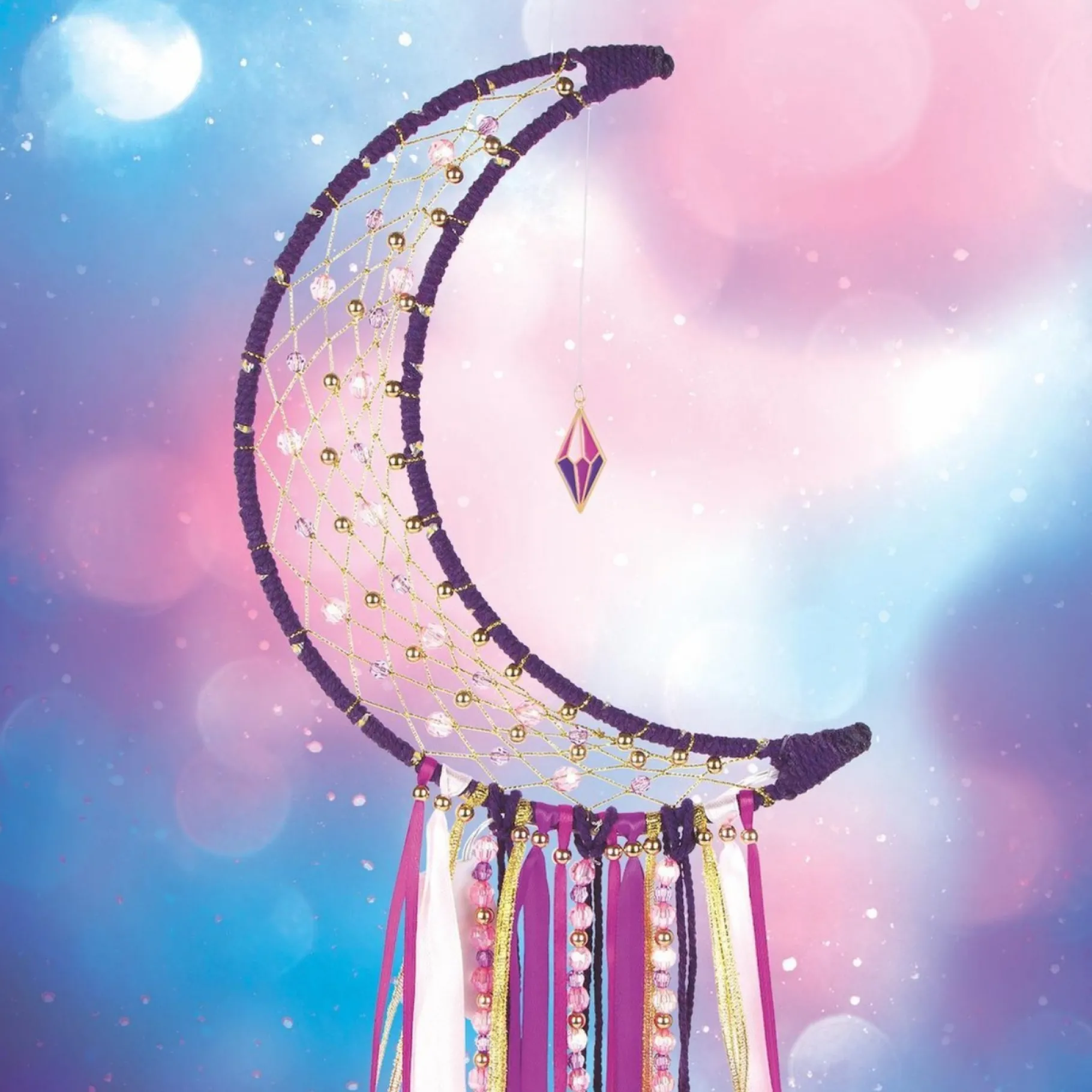 Knutselsets> Make it real maanvormige dromenvanger met lichtjes maken