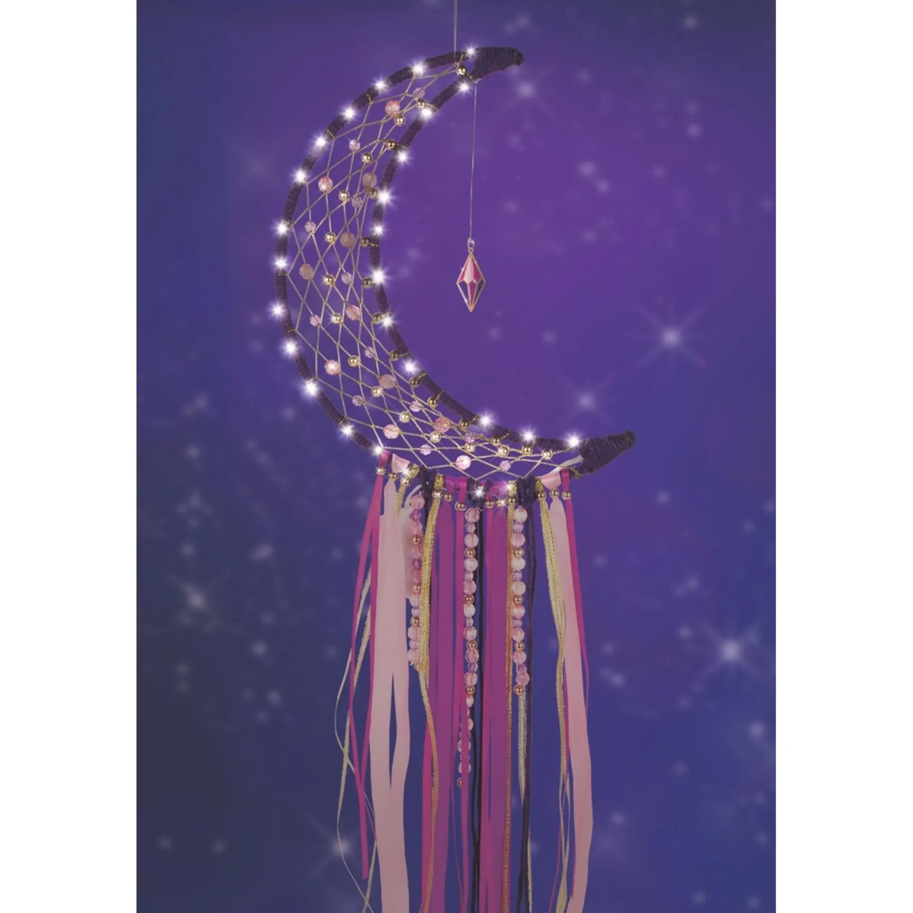 Knutselsets> Make it real maanvormige dromenvanger met lichtjes maken