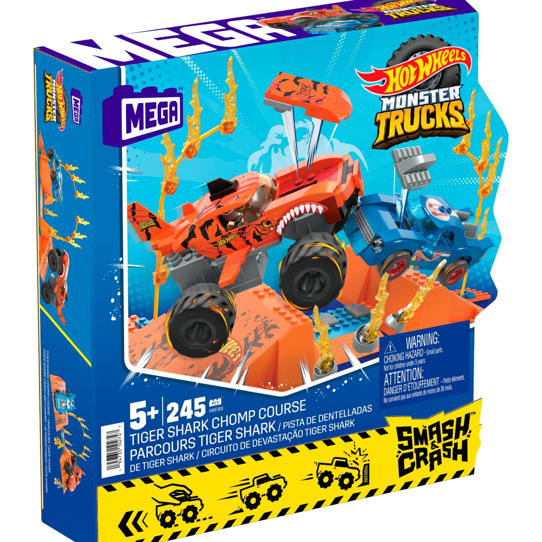 Auto's>Mega Bloks Mega Hot Wheels Monster Trucks Tiger Shark Chomp Course