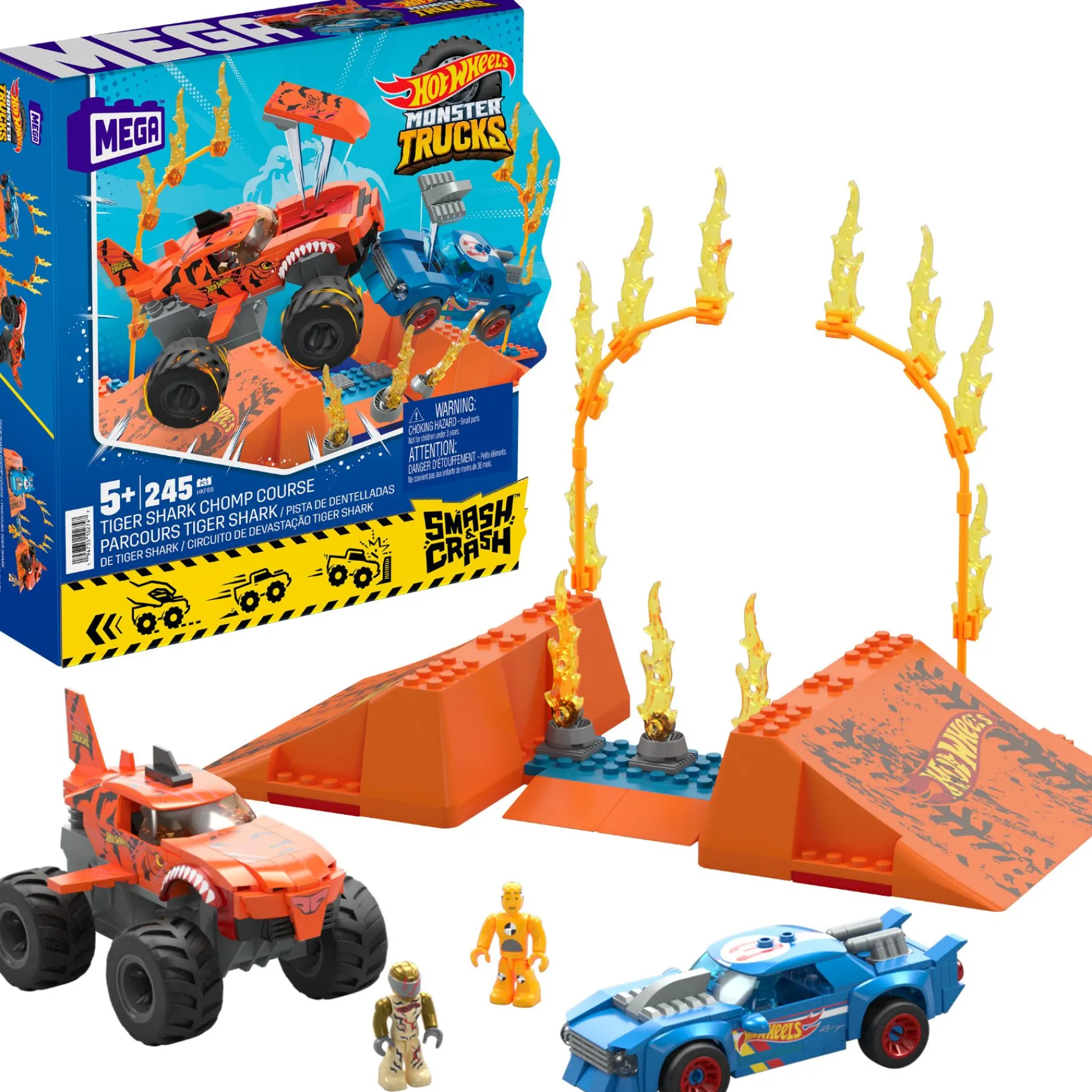 Auto's>Mega Bloks Mega Hot Wheels Monster Trucks Tiger Shark Chomp Course