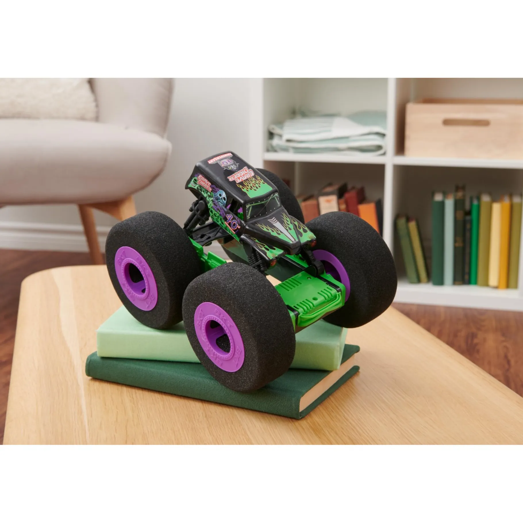 Auto's|Jongens>Spinmaster Monster Jam 1:15 Rc Ramp Champ Grave Digger