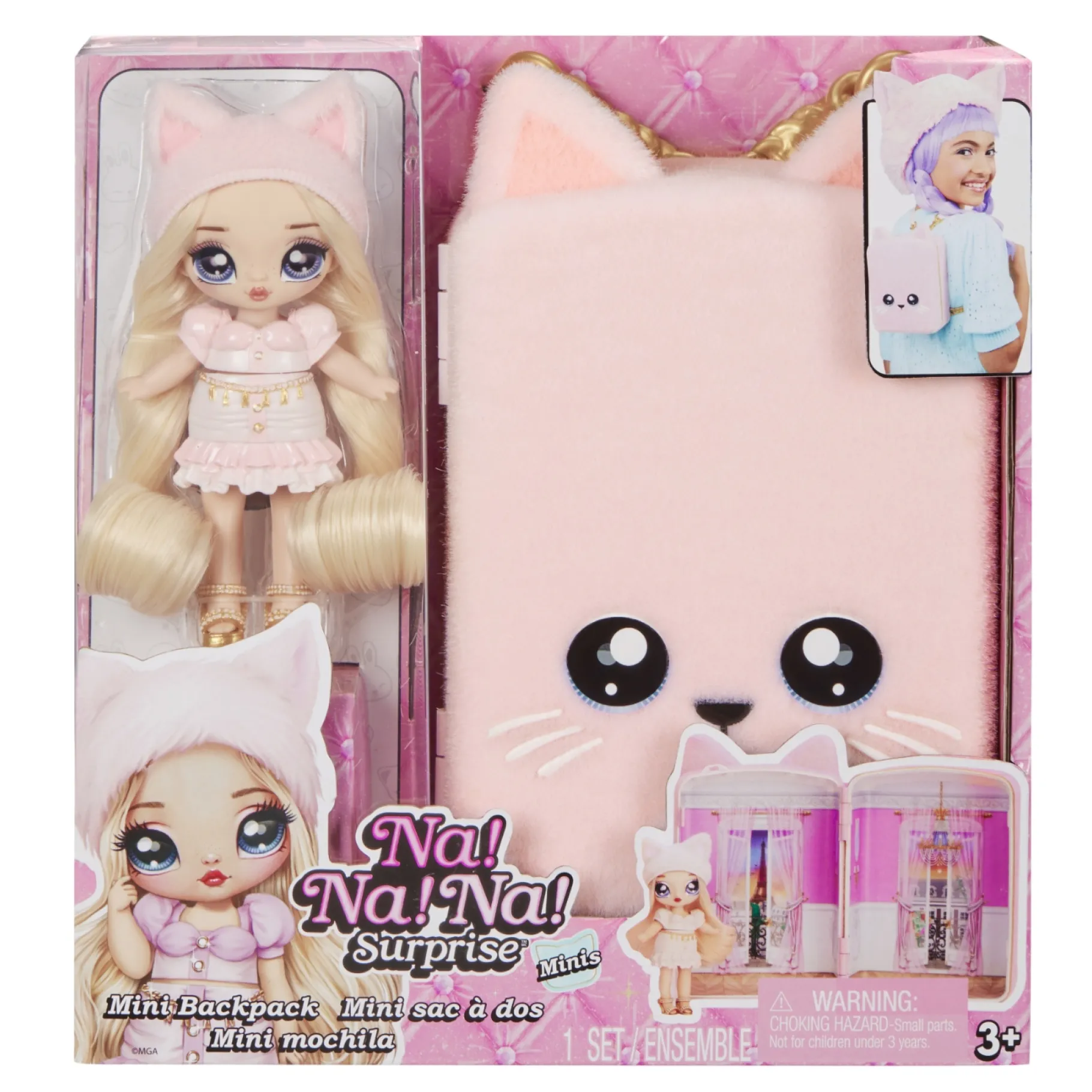 Speelsets|Meisjes>Mga Na! Na! Na! Surprise Mini Backpack Playset Parisian Kitty