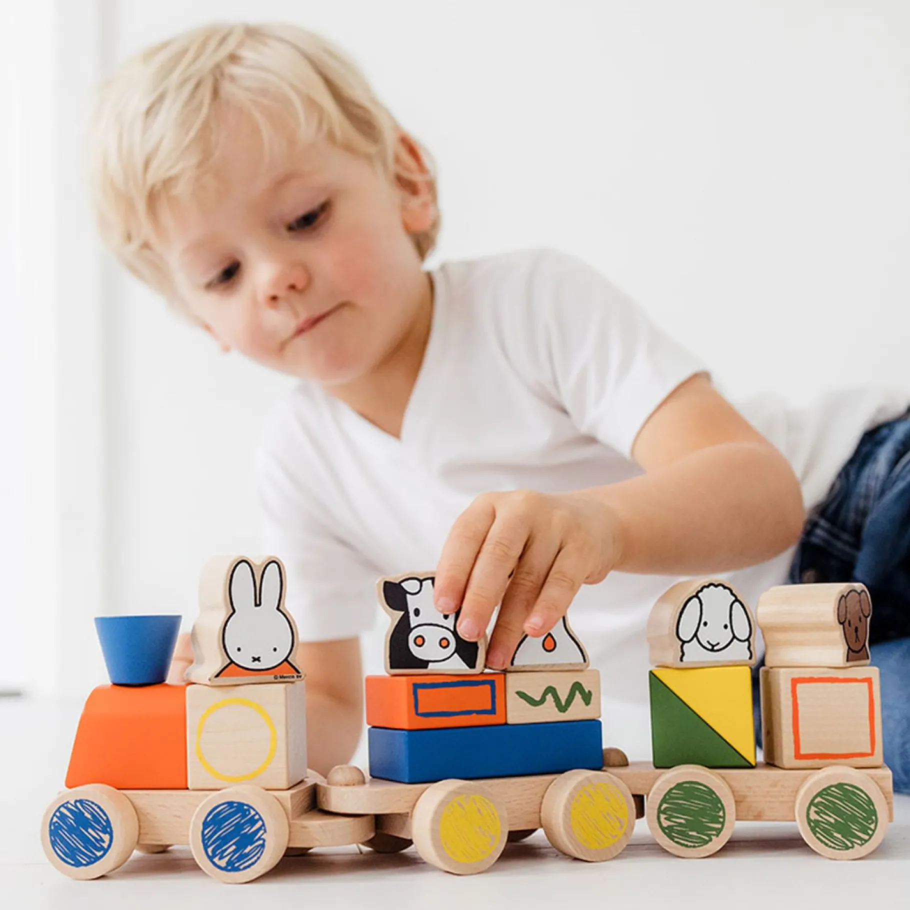 Houten Blokken>Nijntje Blokkentrein