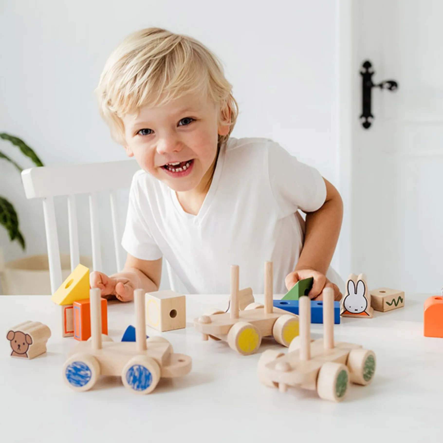 Houten Blokken>Nijntje Blokkentrein