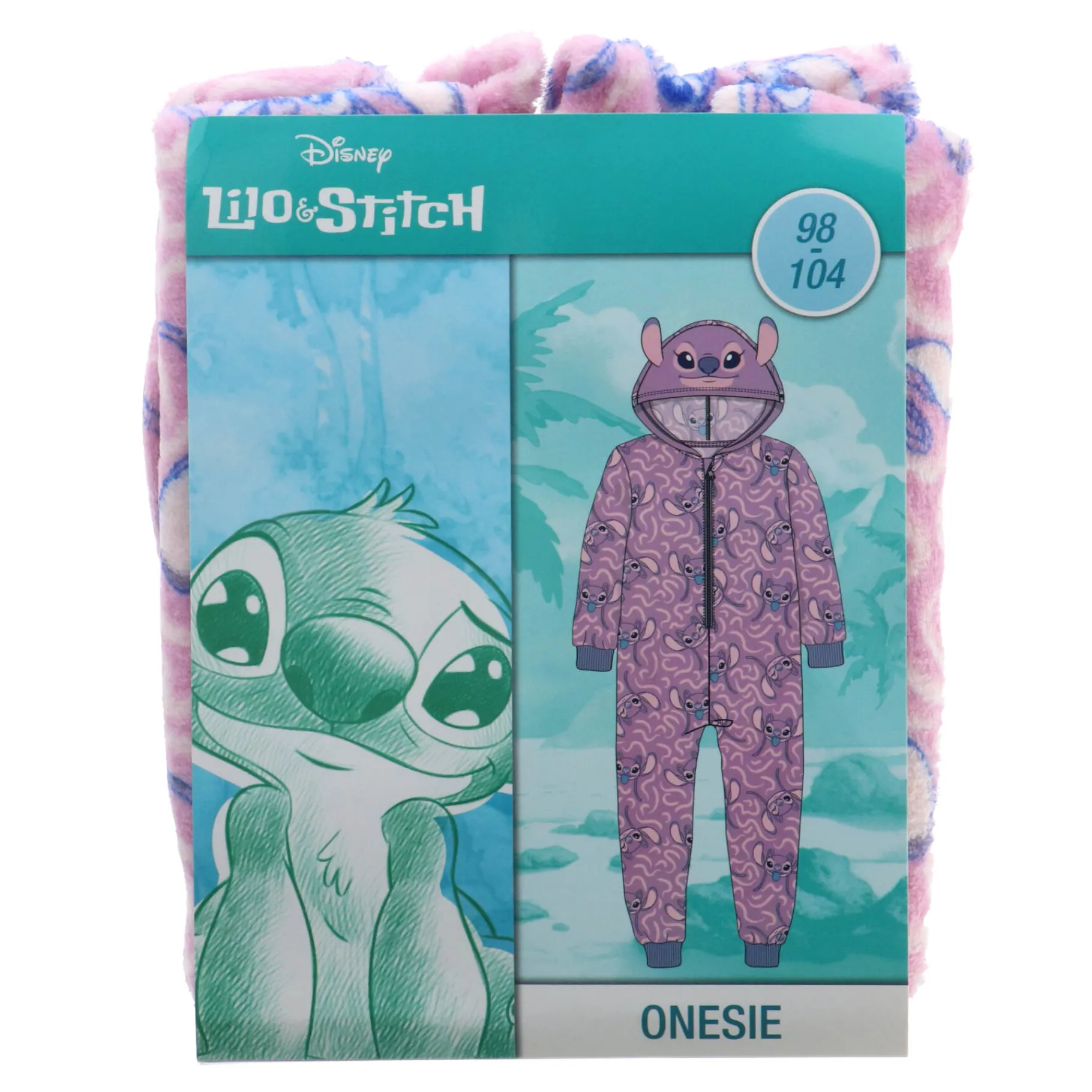 Kinderpyama's>Disney Onesie lilo & stitch roze maat 98-104