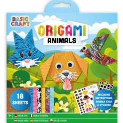 Knutselen> Origami set bloemen/dieren 18st+stickers