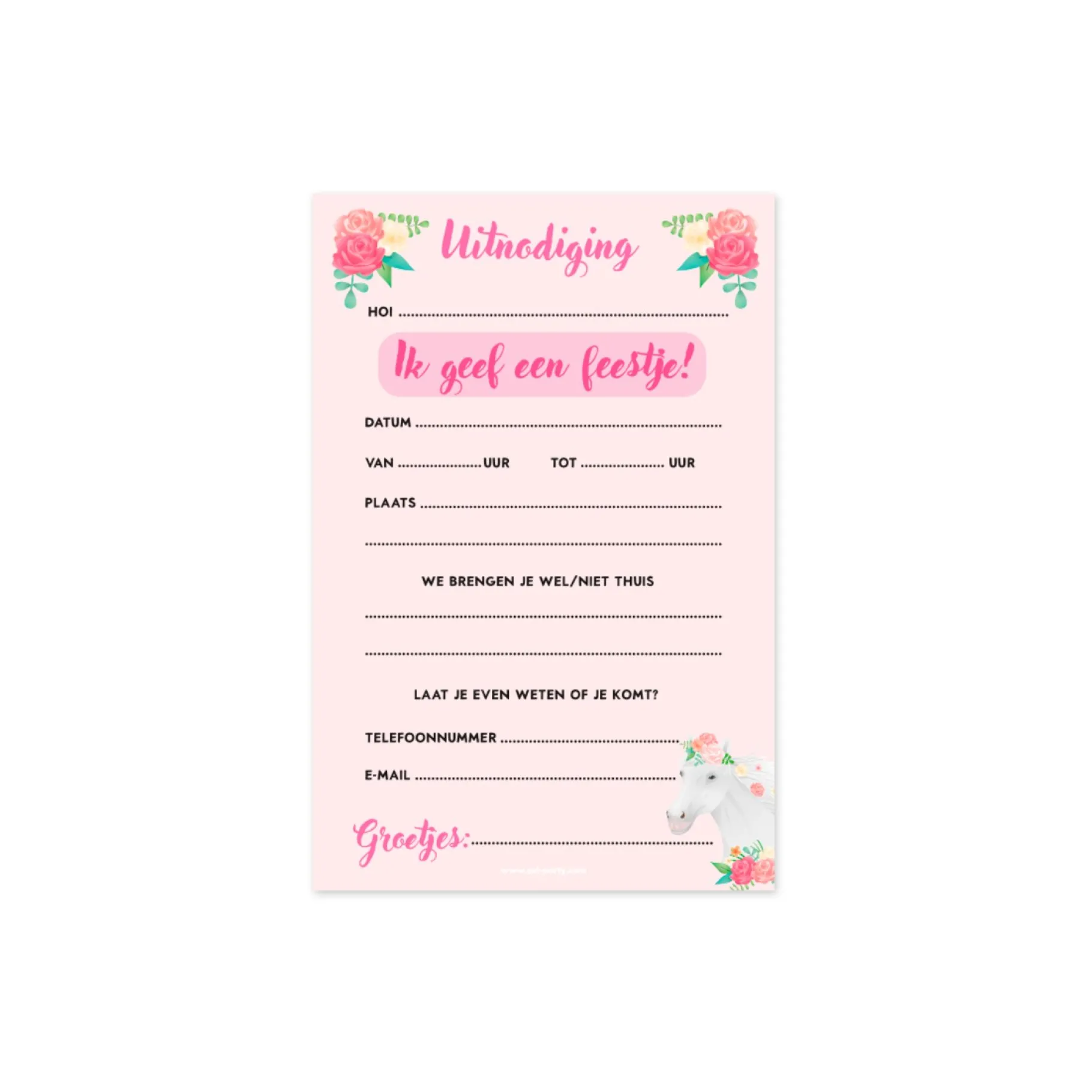 Feestartikelen> Paarden Uitnodigingskaarten