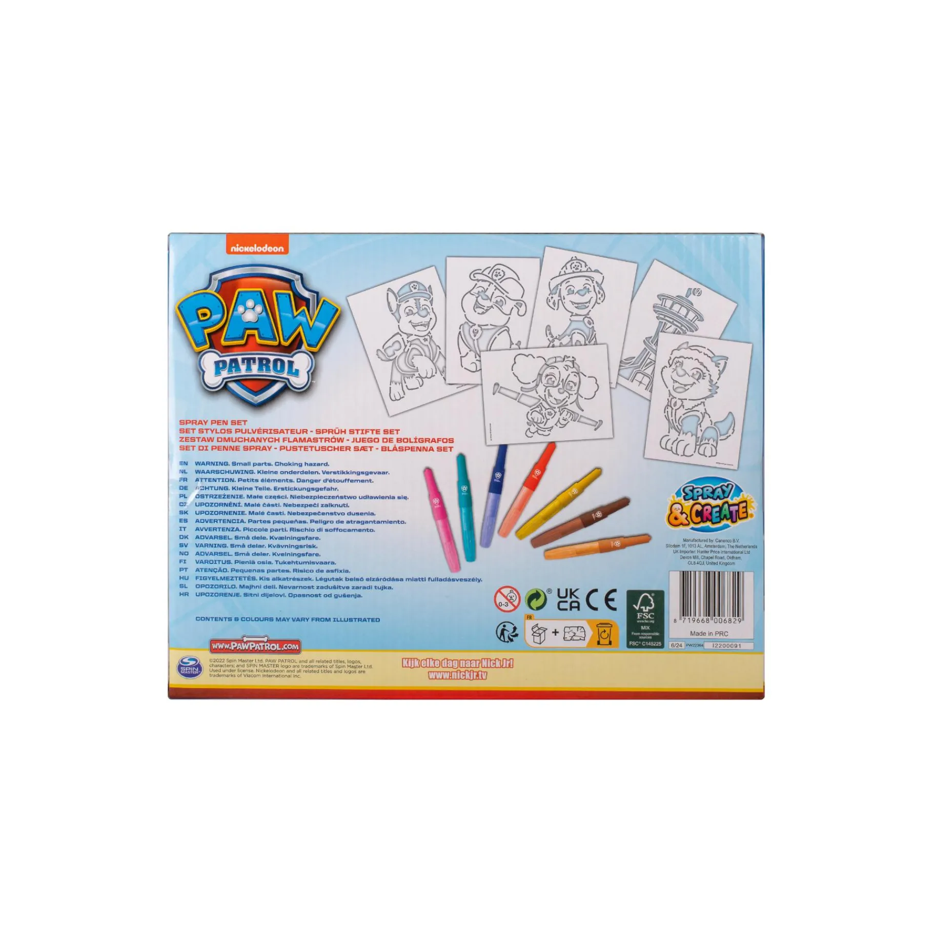 Tekenen / Kleuren> Paw Patrol Spray Pen Set
