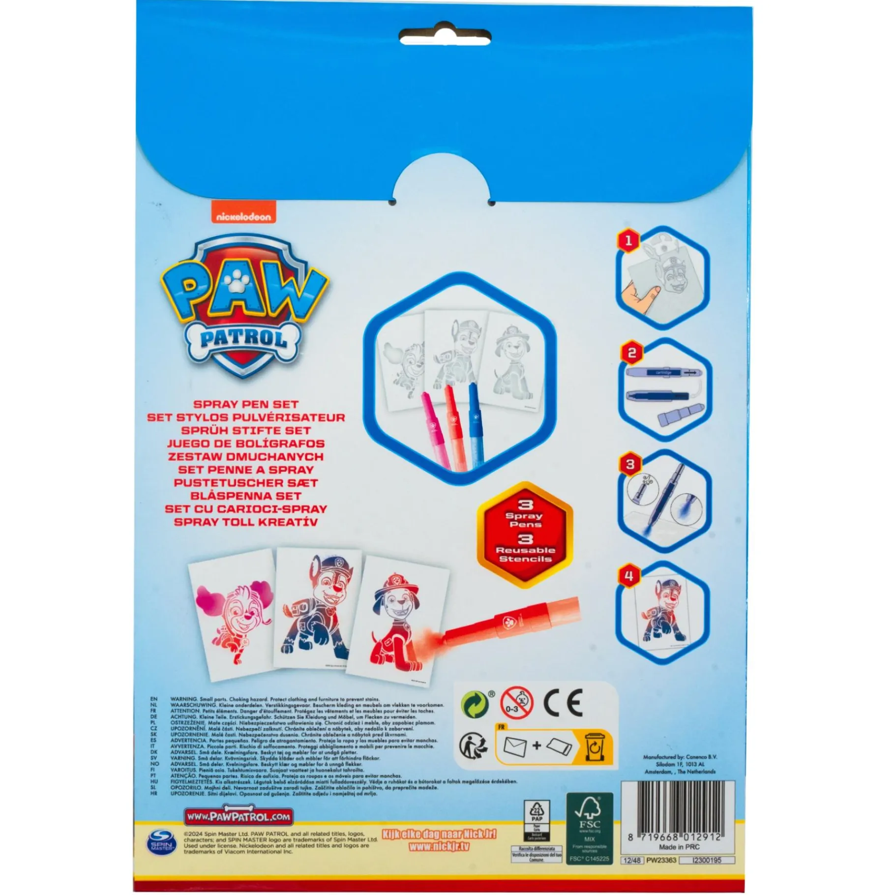 Tekenen / Kleuren> Paw Patrol Spray Pen Set In A4 Enveloppe