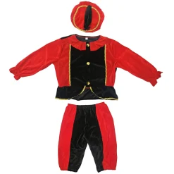 Jongens|Verkleden> Pietenpak Zwart/Rood 98-104 Cm