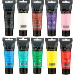 Verven / Schilderen> Plakkaatverf in tube 75ml 10 verschillende kleuren assorti