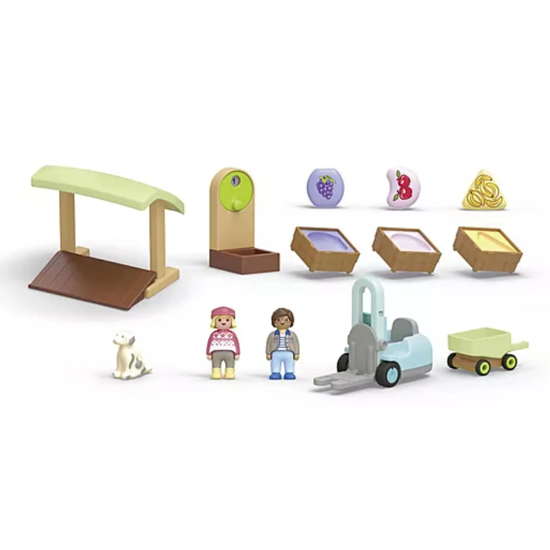 Speelsets|Jongens> PlayMobil 71691 Junior Biologische marktkraam & Heftruck