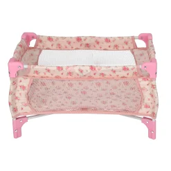 Poppen Accessoires></noscript> Poppenbed opvouwbaar roze bloem