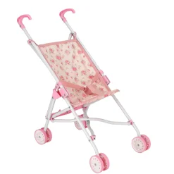 Poppen Accessoires> Poppenbuggy roze bloem