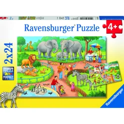 Legpuzzels>Ravensburger Puzzel Dag In De Dierentuin 2X24 Stuks