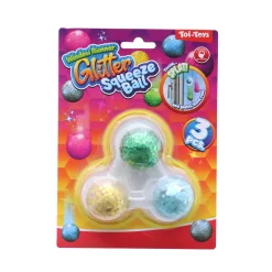 Fidget Toys> Raamkruiper knijpballen glitter 4 cm 3 stuks