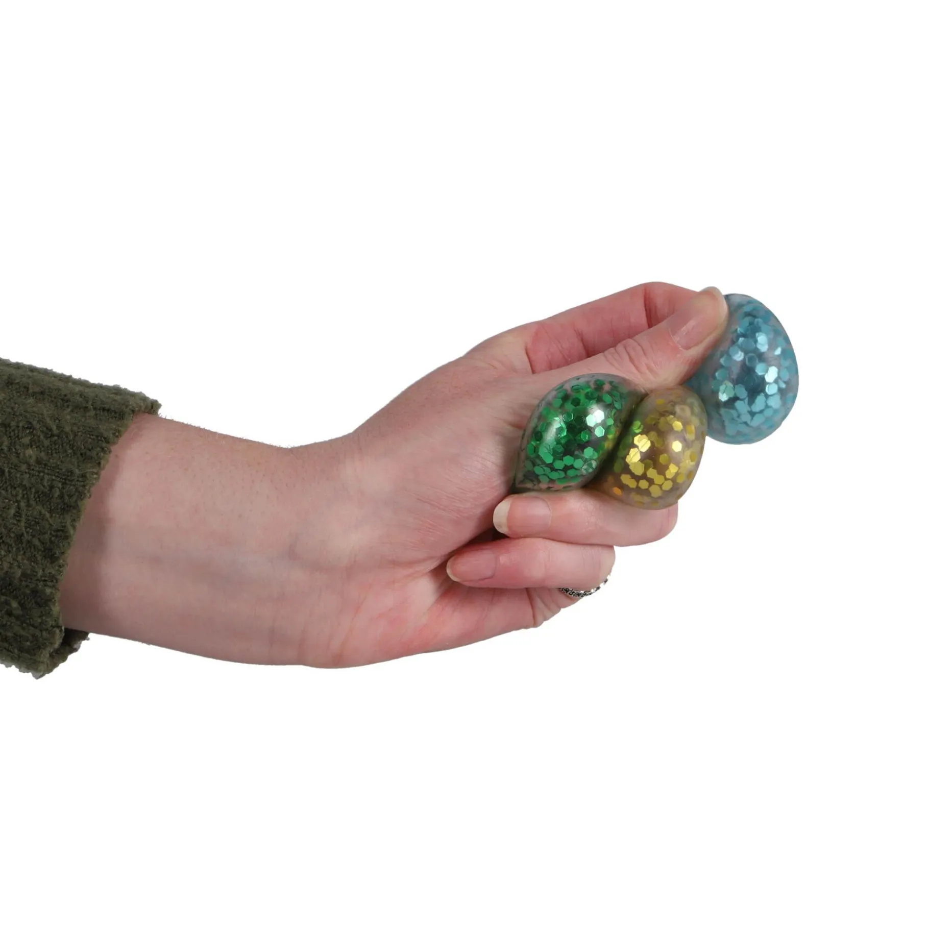 Fidget Toys> Raamkruiper knijpballen glitter 4 cm 3 stuks