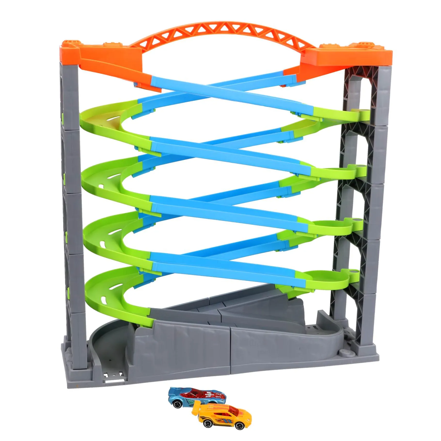 Racebanen|Jongens> Racebaan deluxe met 5 lagen en 2 auto's