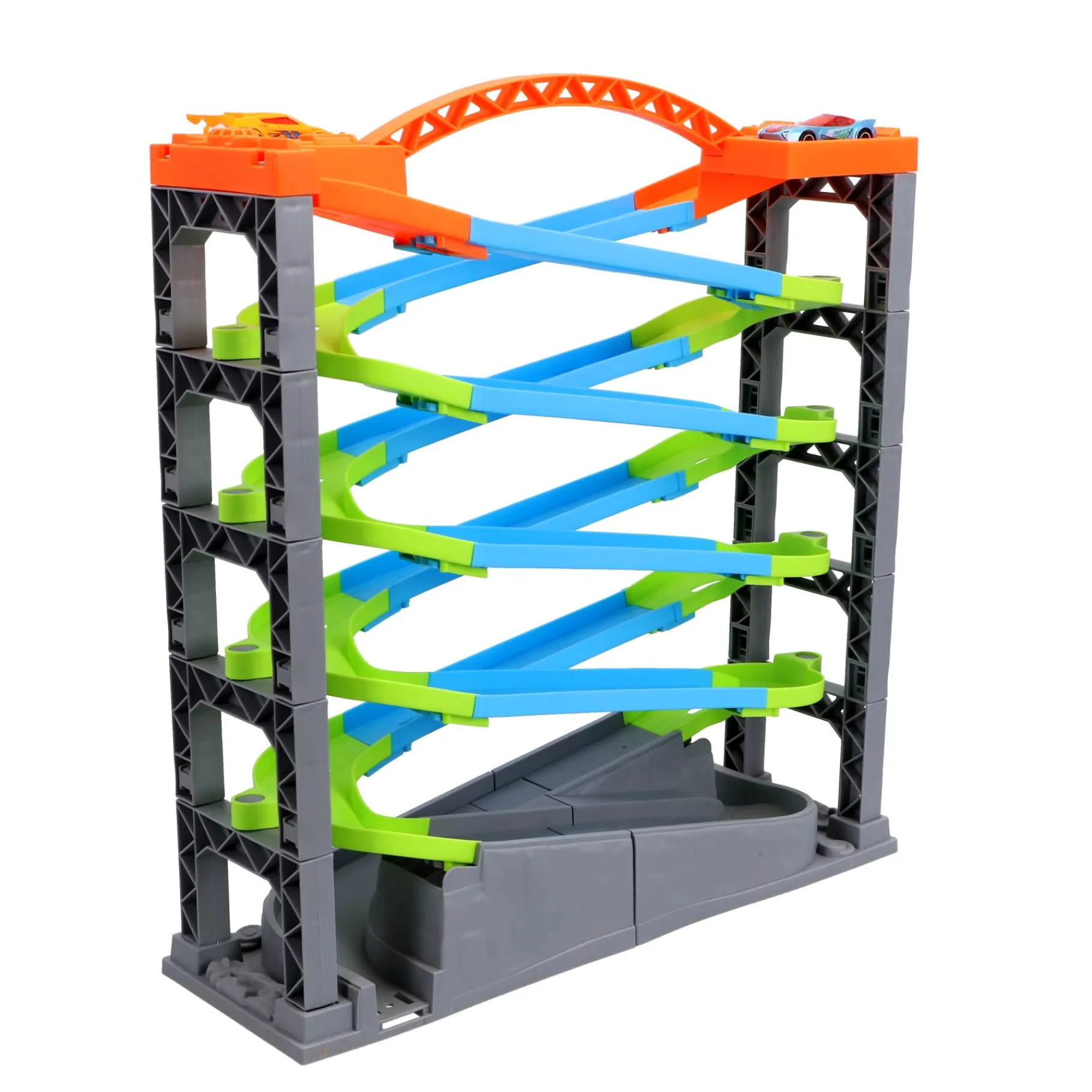 Racebanen|Jongens> Racebaan deluxe met 5 lagen en 2 auto's