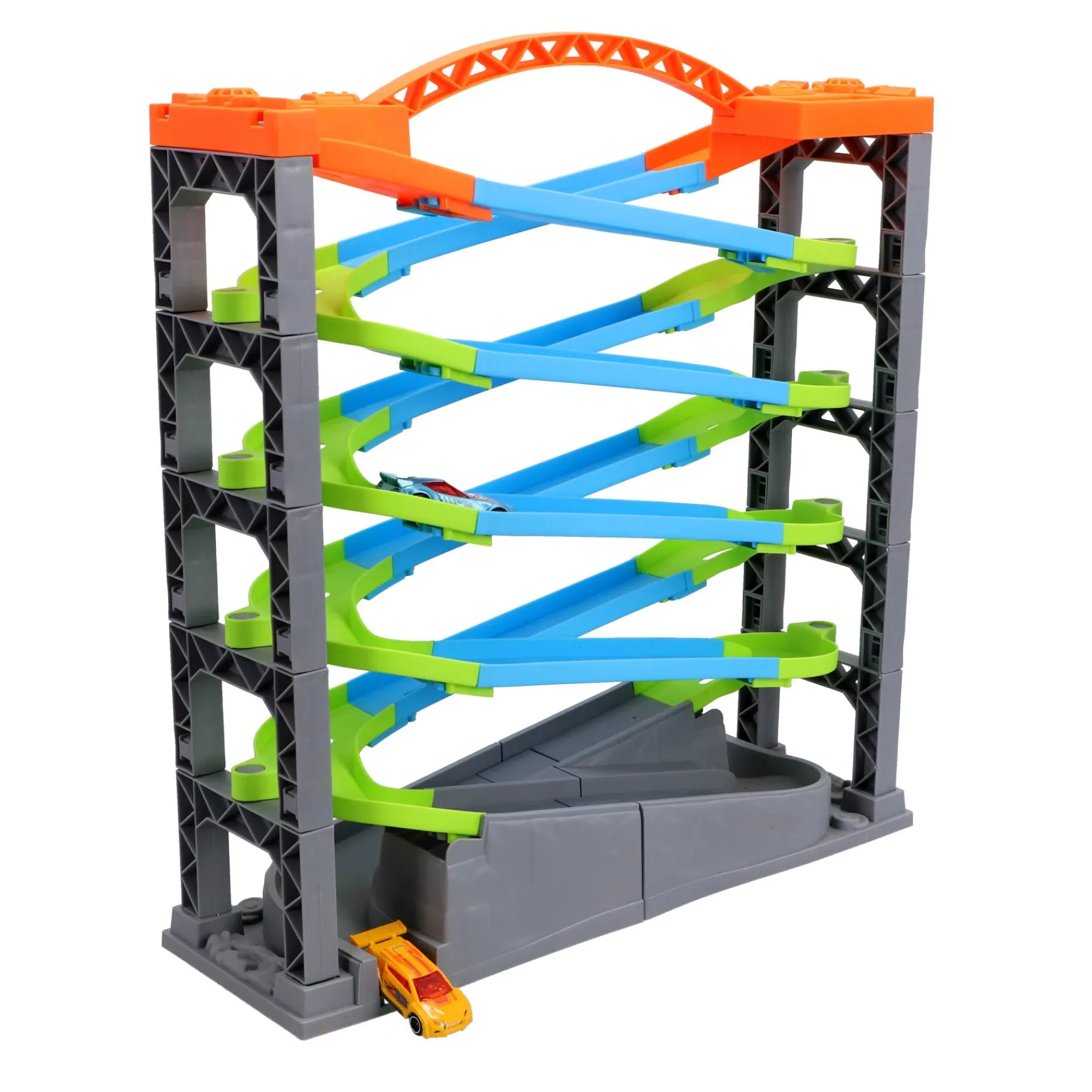 Racebanen|Jongens> Racebaan deluxe met 5 lagen en 2 auto's